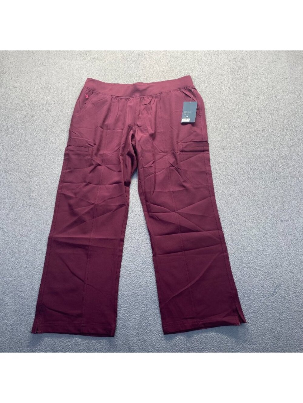 Med Couture Energy  Quick Dry Stretch Women's Scrub Pants -LP - Wine new
